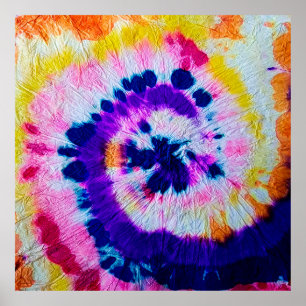 Psychedelic Spiral. Multicolor Fabric Tie Dye Heup Poster