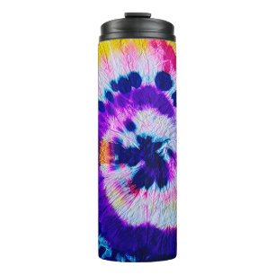 Psychedelic Spiral. Multicolor Fabric Tie Dye Heup Thermosbeker