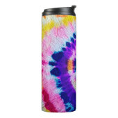 Psychedelic Spiral. Multicolor Fabric Tie Dye Heup Thermosbeker (Gedraaid links)