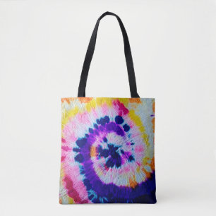 Psychedelic Spiral. Multicolor Fabric Tie Dye Heup Tote Bag