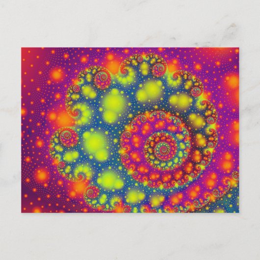 Psychedelic Spiral Neon Decoratieve Abstracte Kuns Briefkaart (Voorkant)