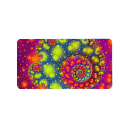 Psychedelic Spiral Neon Decoratieve Abstracte Kuns Etiket