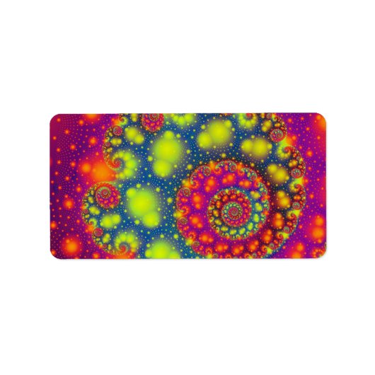 Psychedelic Spiral Neon Decoratieve Abstracte Kuns Etiket (Voorkant)