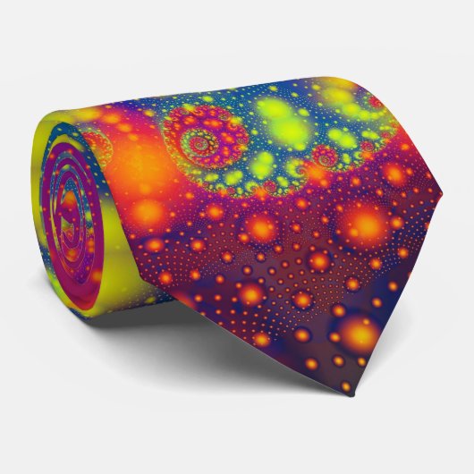 Psychedelic Spiral Neon Decoratieve Abstracte Kuns Stropdas (Opgerold)