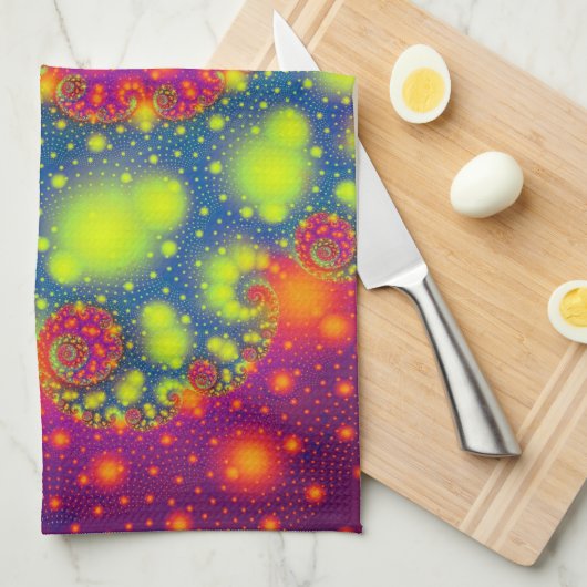 Psychedelic Spiral Neon Decoratieve Abstracte Kuns Theedoek (Quarter Fold)