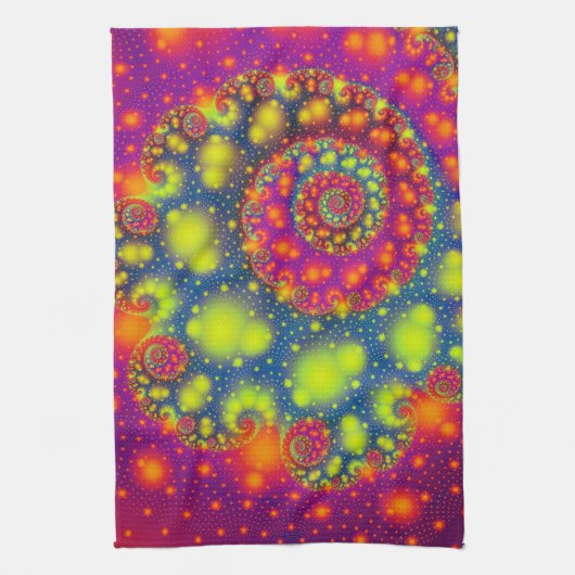 Psychedelic Spiral Neon Decoratieve Abstracte Kuns Theedoek (Verticaal)