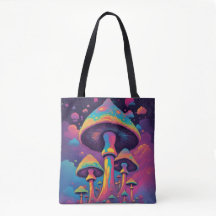 Psychedelic Spirit Shroom Garden Canvas tas