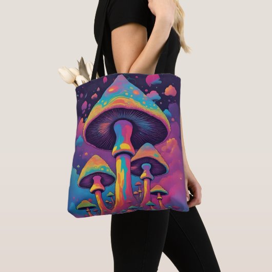 Psychedelic Spirit Shroom Garden Canvas tas (Dichtbij)