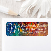 Psychedelic Splatter | Abstract regenboogmonogram Etiket (Insitu)