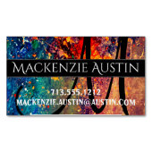 Psychedelic Splatter | Abstract regenboogmonogram Magnetisch Visitekaartje (Voorkant)