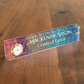 Psychedelic Splatter | Abstract regenboogmonogram Naambordje (Zijkant)