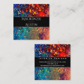 Psychedelic Splatter | Abstract regenboogmonogram Vierkante Visitekaartje (Voorkant / Achterkant)