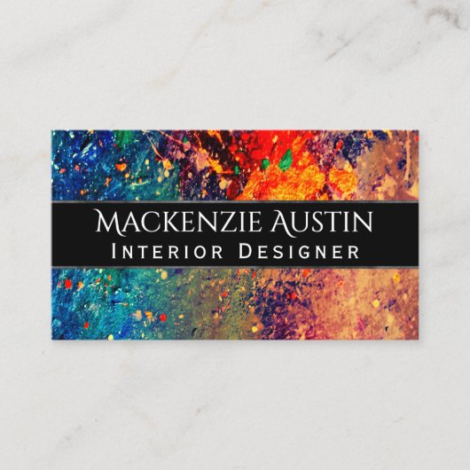 Psychedelic Splatter | Abstract regenboogmonogram Visitekaartje (Voorkant)