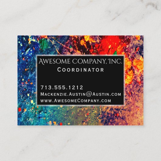 Psychedelic Splatter | Abstract regenboogmonogram Visitekaartje (Achterkant)