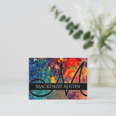 Psychedelic Splatter | Abstract regenboogmonogram Visitekaartje (Staand voorkant)