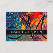Psychedelic Splatter | Abstract regenboogmonogram Visitekaartje (Voorkant)
