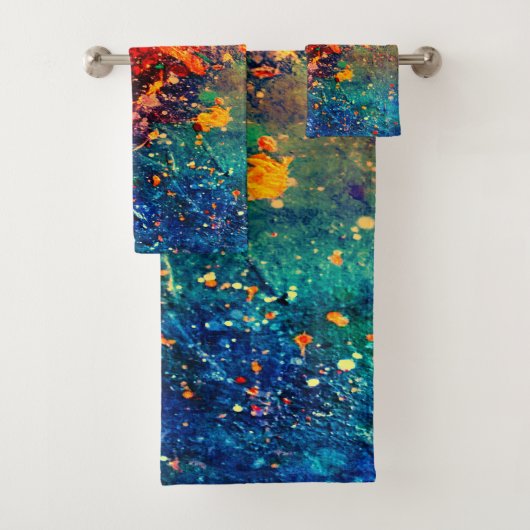Psychedelic Splatter | Abstracte kleurrijke regenb Bad Handdoek (Insitu)