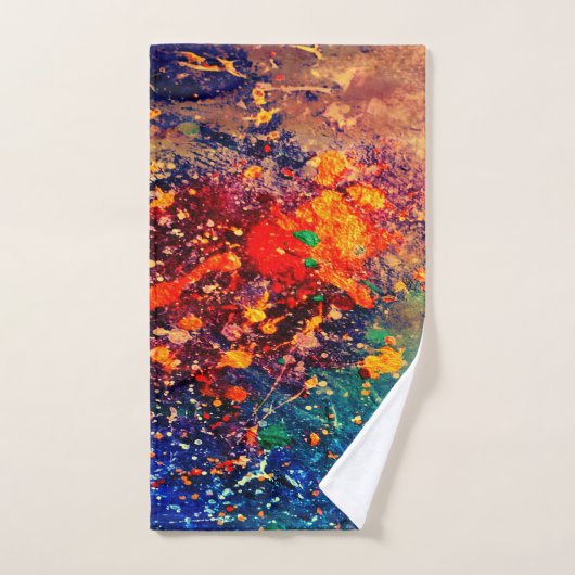 Psychedelic Splatter | Abstracte kleurrijke regenb Bad Handdoek (Handdoek)