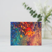 Psychedelic Splatter | Abstracte kleurrijke regenb Briefkaart (Staand voorkant)