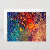 Psychedelic Splatter | Abstracte kleurrijke regenb Briefkaart (Voorkant / Achterkant)