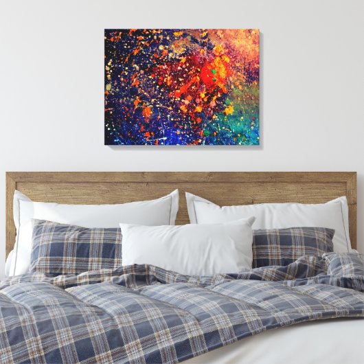 Psychedelic Splatter | Abstracte kleurrijke regenb Canvas Afdruk (Insitu (Slaapkamer))