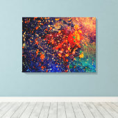Psychedelic Splatter | Abstracte kleurrijke regenb Canvas Afdruk (Insitu (Houten vloer))