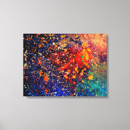 Psychedelic Splatter | Abstracte kleurrijke regenb Canvas Afdruk