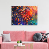Psychedelic Splatter | Abstracte kleurrijke regenb Canvas Afdruk (Insitu (Woonkamer))