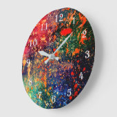 Psychedelic Splatter | Abstracte kleurrijke regenb Grote Klok (Hoek)