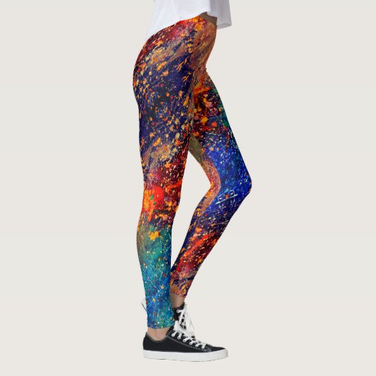 Psychedelic Splatter | Abstracte kleurrijke regenb Leggings (Rechts)