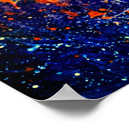 Psychedelic Splatter | Abstracte kleurrijke regenb Poster (Hoek)