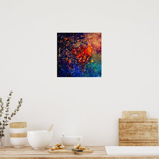 Psychedelic Splatter | Abstracte kleurrijke regenb Poster (Keuken)