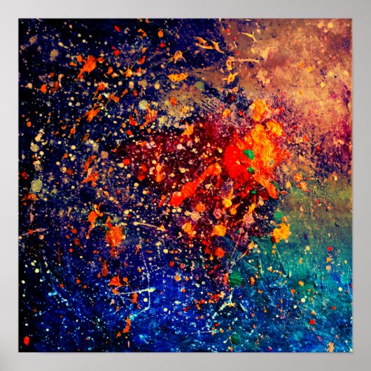 Psychedelic Splatter | Abstracte kleurrijke regenb Poster (Voorkant)