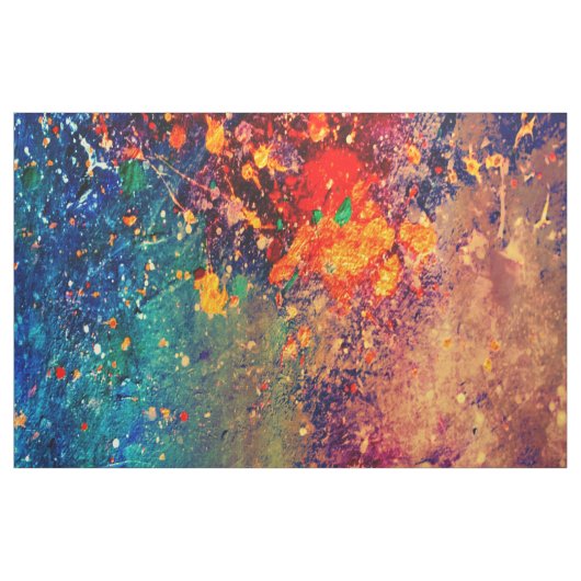 Psychedelic Splatter | Abstracte kleurrijke regenb Stof (Yard (91,4 cm))