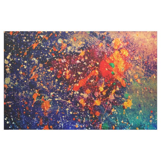 Psychedelic Splatter | Abstracte kleurrijke regenb Stof (Yard (91,4 cm))