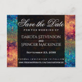 Psychedelic Splatter | Rainbow Save the Date Aankondigingskaart (Voorkant)