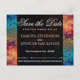Psychedelic Splatter | Rainbow Save the Date Aankondigingskaart