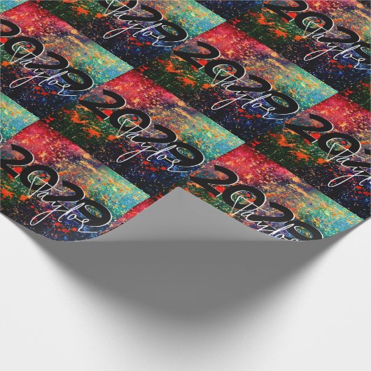 Psychedelic Splatter | Regenboog Abstract Afstuder Cadeaupapier (Hoek)