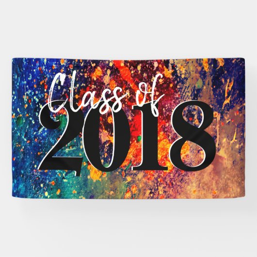 Psychedelic Splatter | Regenboog Abstract Afstuder Spandoek (Horizontaal)