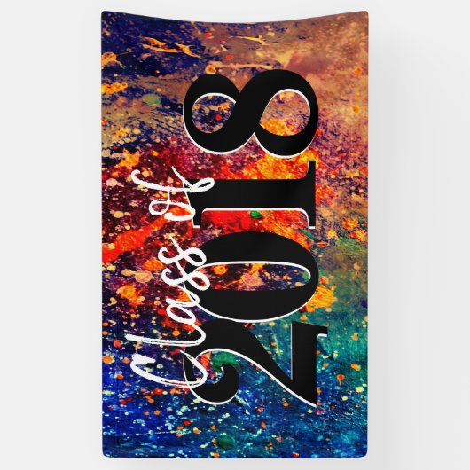 Psychedelic Splatter | Regenboog Abstract Afstuder Spandoek (Verticaal)