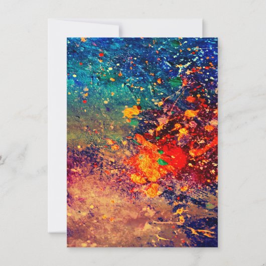 Psychedelic Splatter | Regenboog Abstracte bruilof Kaart (Achterkant)