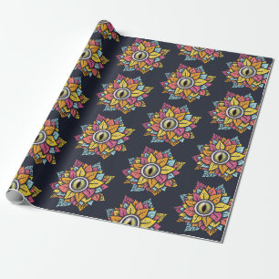 Psychedelic Spooky Eye kleurig Cadeaupapier