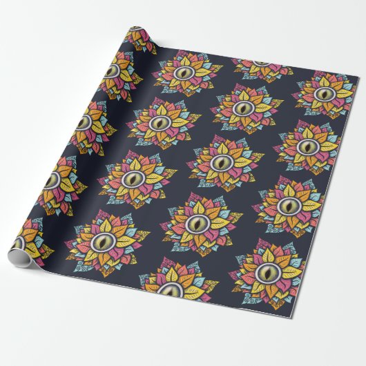 Psychedelic Spooky Eye kleurig Cadeaupapier (Uitgerold)