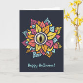 Psychedelic Spooky Eye kleurig Kaart (Gele Bloem)