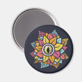 Psychedelic Spooky Eye kleurig Magneet (Voorkant / Achterkant)