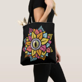 Psychedelic Spooky Eye kleurig Tote Bag (Dichtbij)