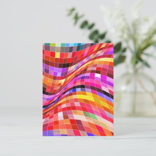 Psychedelic Square Pattern Briefkaart (Staand voorkant)