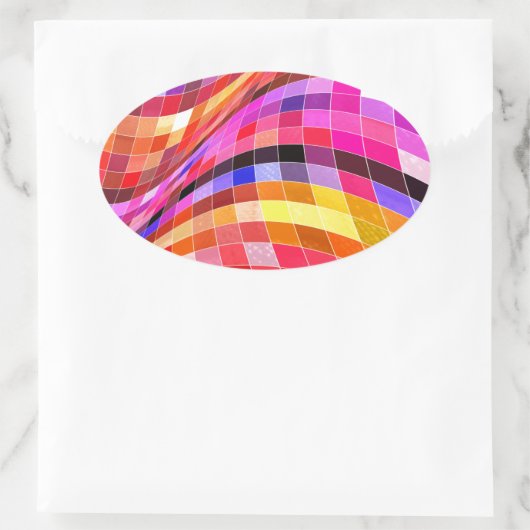 Psychedelic Square Pattern Ovale Sticker (Tas)