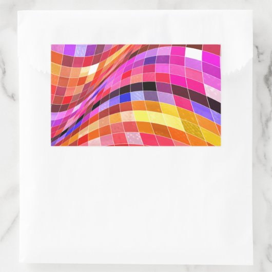 Psychedelic Square Pattern Rechthoekige Sticker (Tas)