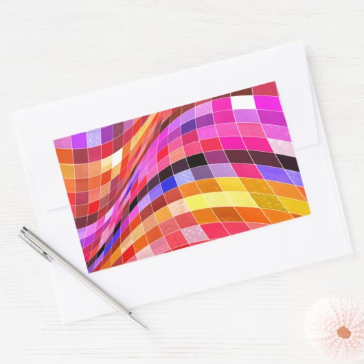 Psychedelic Square Pattern Rechthoekige Sticker (Envelop)